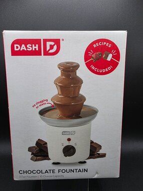 Dash 3-Tier Chocolate Fountain 10 Oz Capacity With Recipe Guide New